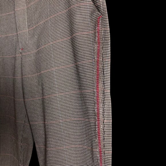 Dismero Italy Women's Houndstooth Ankle Tuxedo Cuffed Trouser Pants Size 8 - Picture 5 of 12